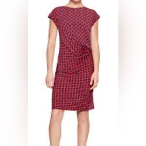 Banana Republic/Red-Blue/ Dress/Cap Sleeve Stretch/Gathered Waist Dress/ Size M